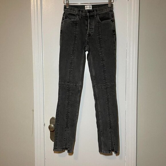 Cotton Citizen Vickie High-rise Split-leg Jeans In Light Grey size 25 - Picture 4 of 9